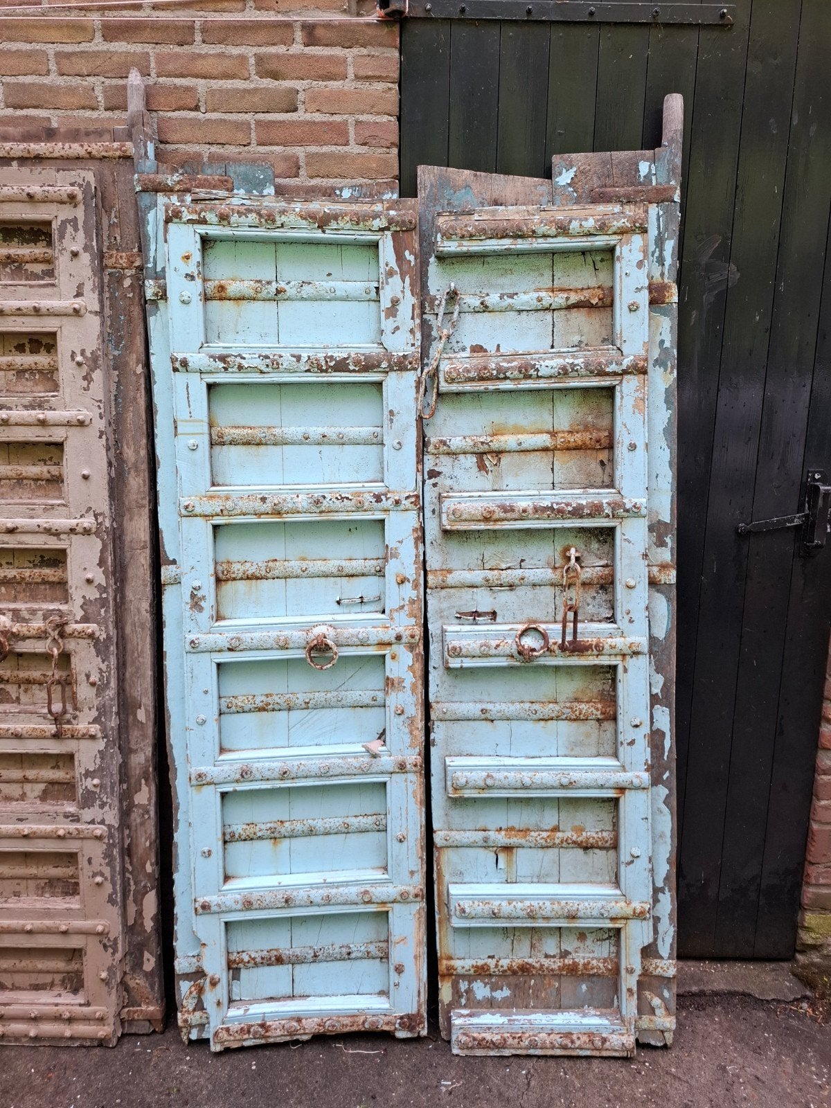Oude antieke houten ibiza deuren luiken india blauw, T, Nieuw, Ophalen of Verzenden, N