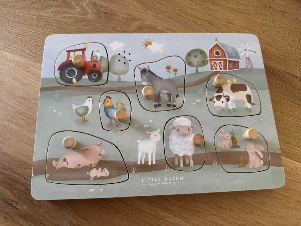 Little dutch houten puzzel boerderij dieren met geluid, Kinderen en Baby's, Speelgoed | Kinderpuzzels, Zo goed als nieuw, 6 maanden tot 2 jaar