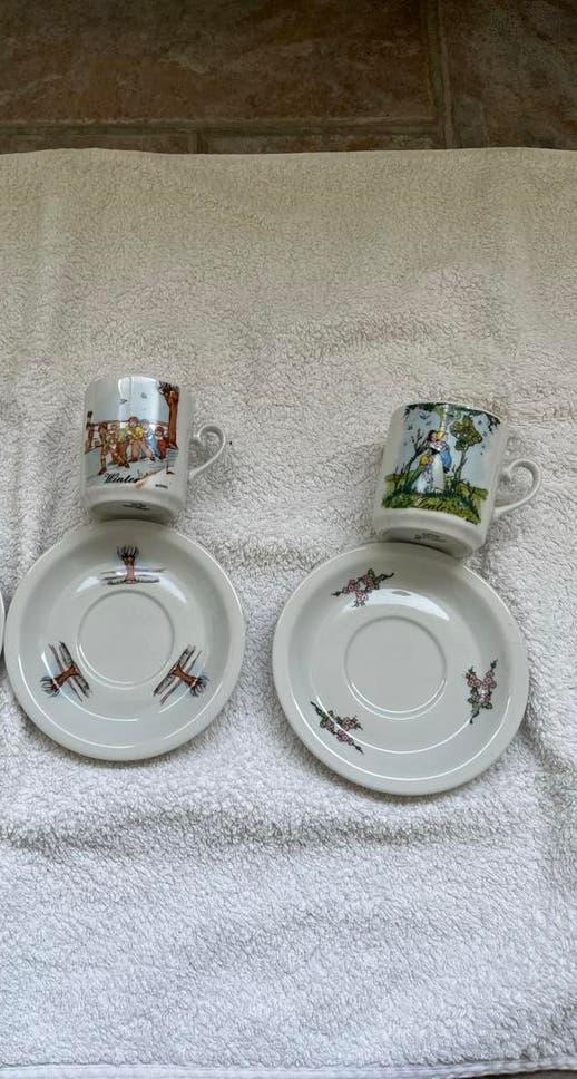 2 vintage kop en schotels Rie Cramer, Antiek en Kunst, Ophalen of Verzenden
