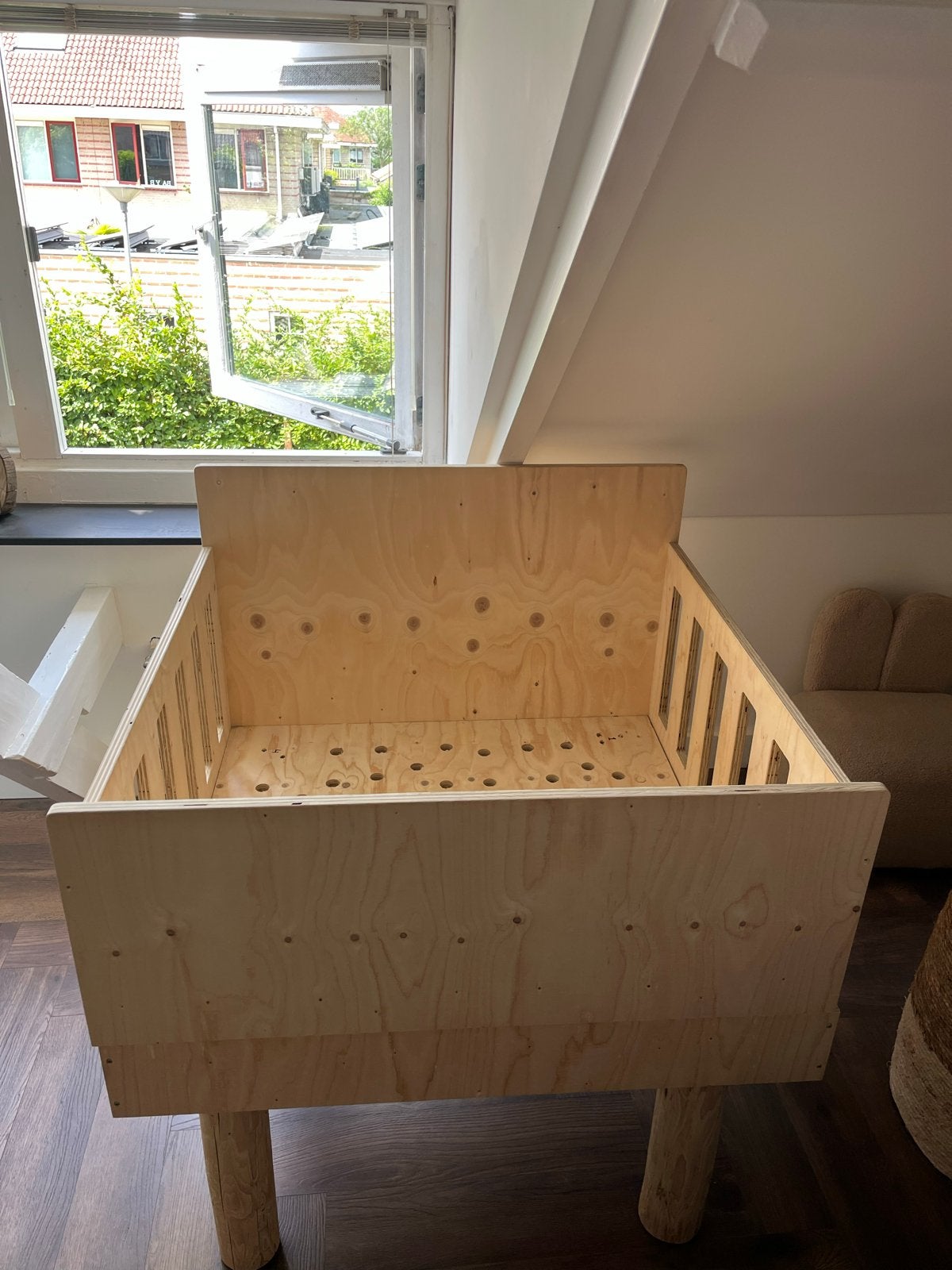 Houten Co-sleeper tweeling, Ophalen, Gebruikt, Wieg