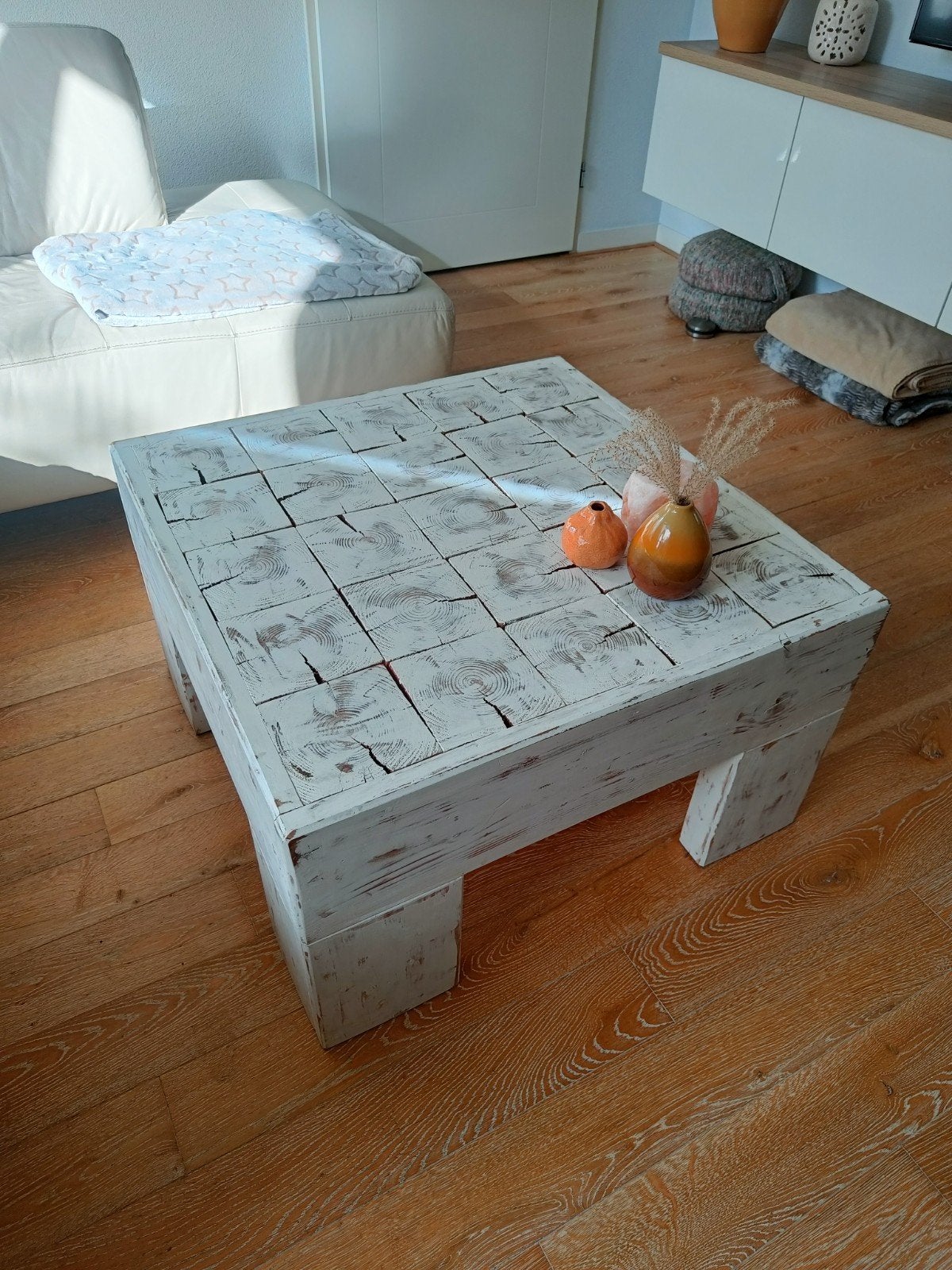 Unieke handgemaakte salontafel van hout, Ophalen, 50 tot 100 cm, Vierkant, 50 tot 100 cm