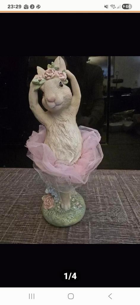 Een lieflijk konijnenbeeldje, gekleed in een roze tutu, Ophalen of Verzenden, Nieuw, Dier
