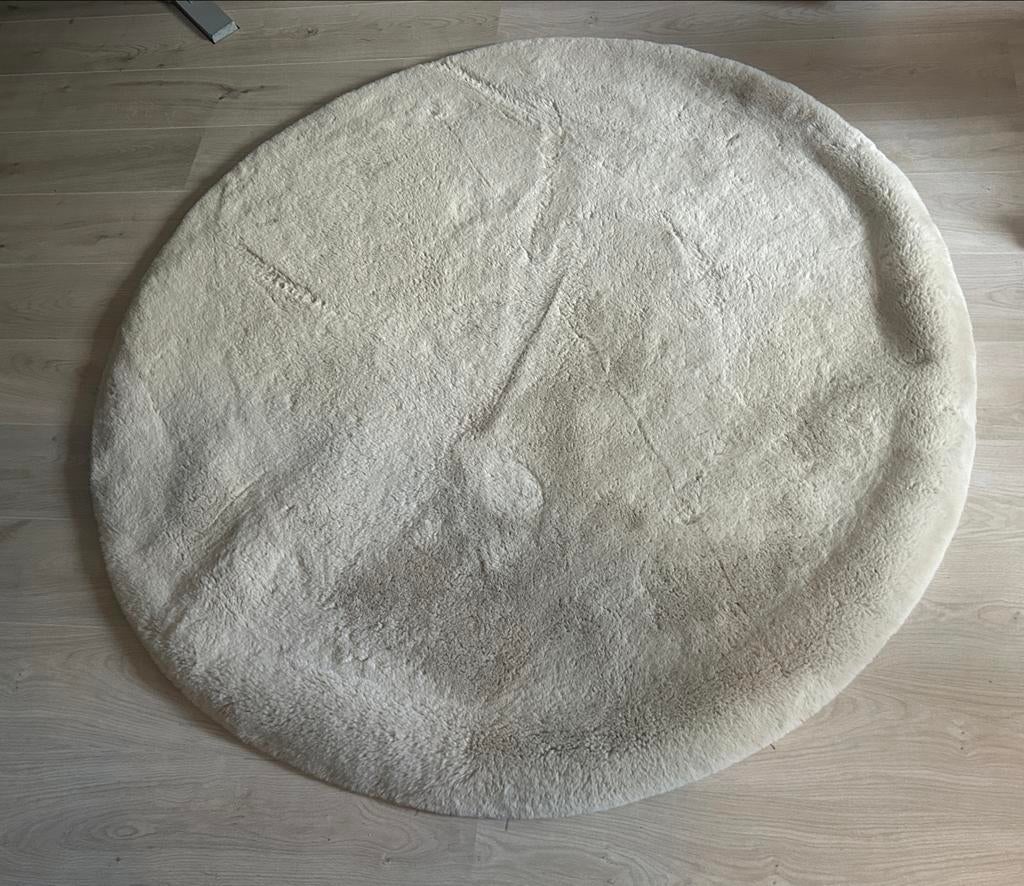 Rond fluffy tapijt, beige, 160 cm, Ophalen, Beige, 150 tot 200 cm, Rond