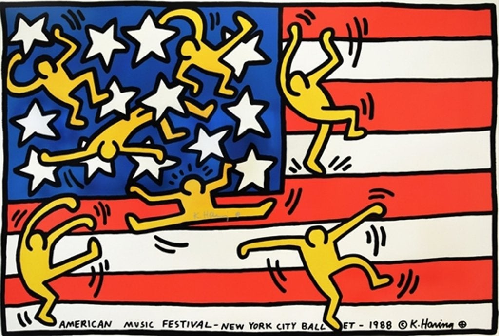 Keith Haring (1958) " American Music Festival 1988 Ballet ", Ophalen of Verzenden, Personages en Fantasiefiguren, Offsetdruk