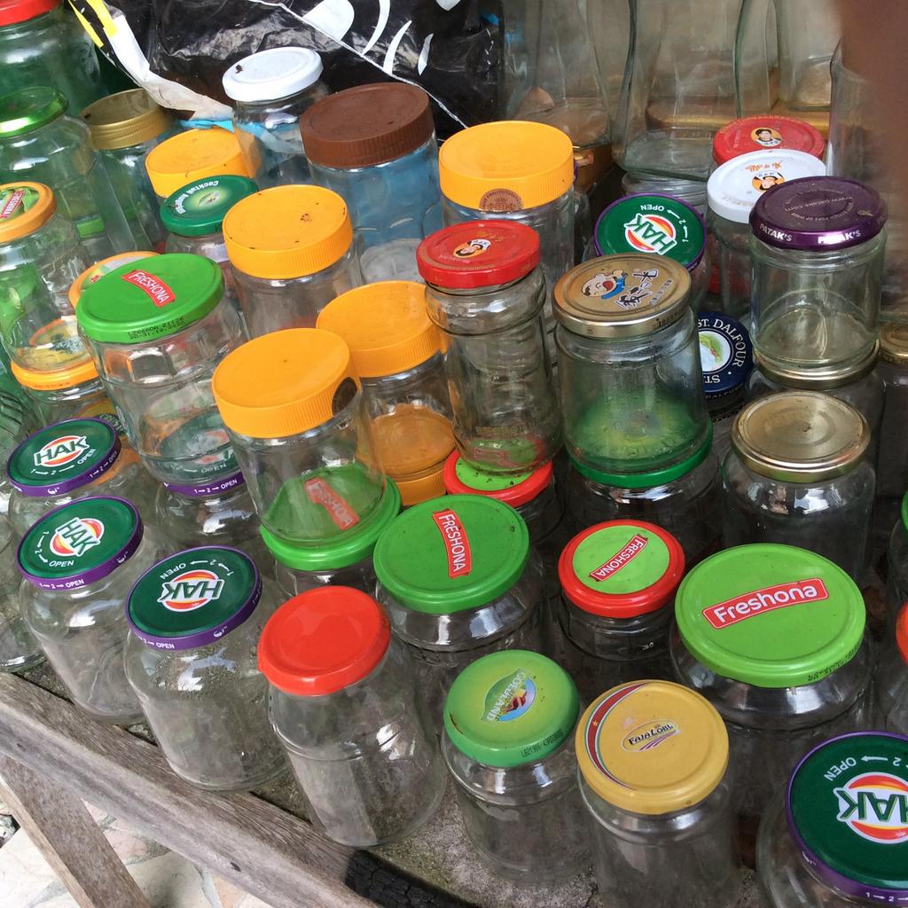 60 lege glazen potten/potjes, Ophalen, Zo goed als nieuw, Glas, Pot, Bus of Blik