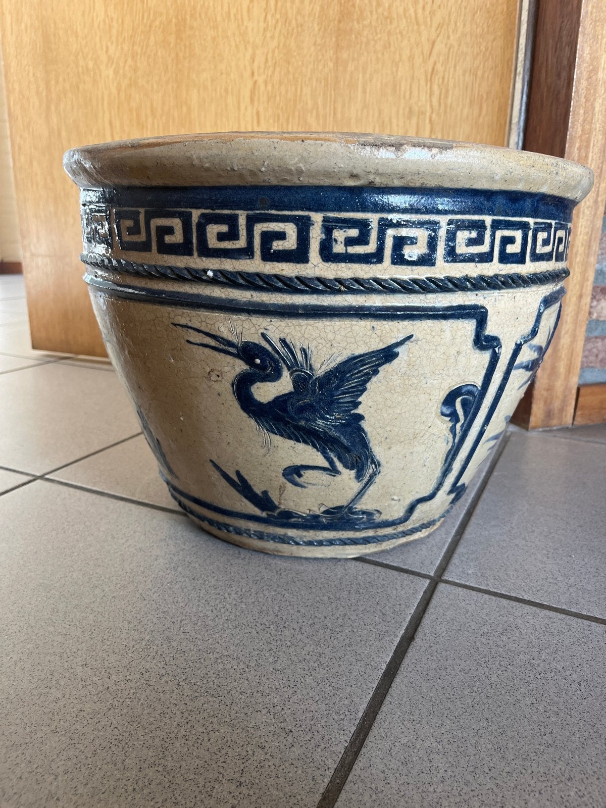 Antieke Chinese Aardewerk blauw wit plantenbakken, Ophalen