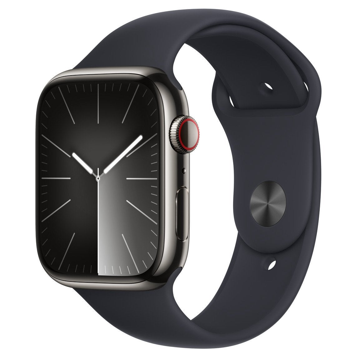Apple watch 9 45mm GPS+Cellular RVS Saffierglas, Ophalen, Zwart, IOS, Zo goed als nieuw