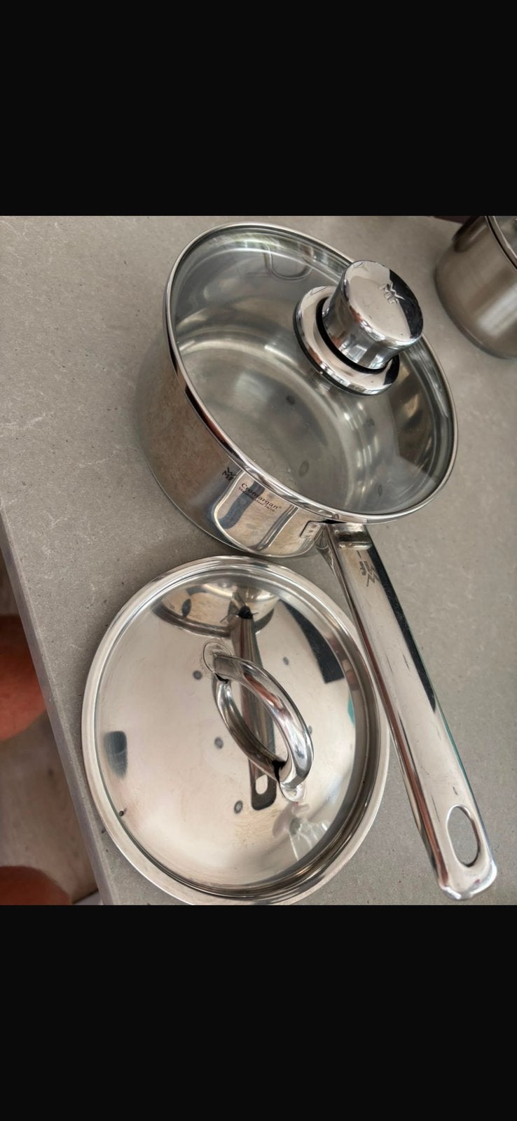 Wmf cromargan kookpan met 2 deksels, Ophalen of Verzenden, Zo goed als nieuw, Kookpan, WMF