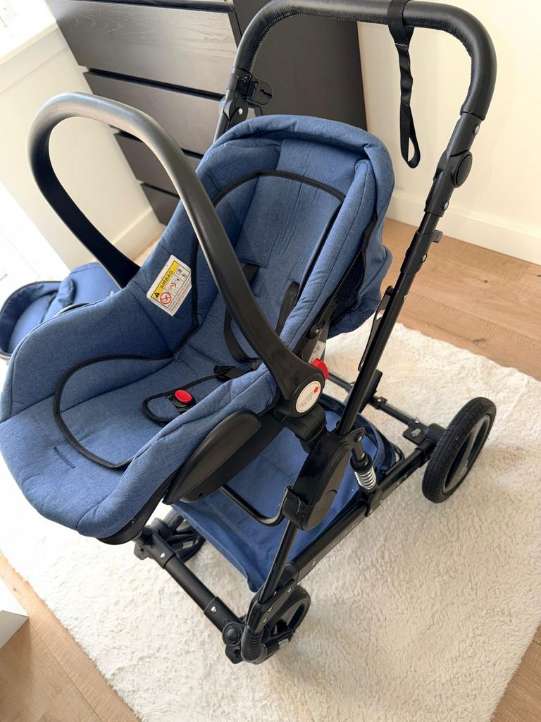 Mima Bambino 3-in-1 Kinderwagen met Autostoel - Blauw, Overige merken, Autogordel, Verstelbare rugleuning, Ophalen of Verzenden