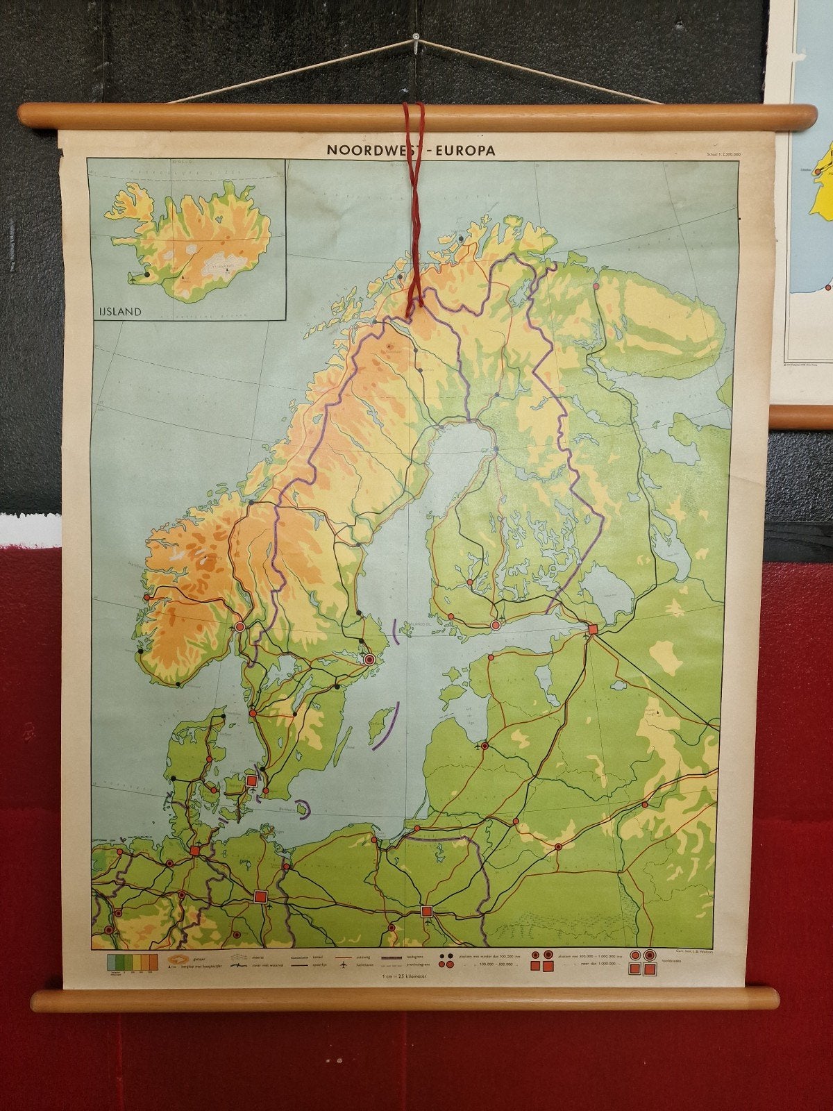 Schoolkaart: Noordwest - Europa, 90cm, Antiek en Kunst, Ophalen of Verzenden, Aardrijkskunde