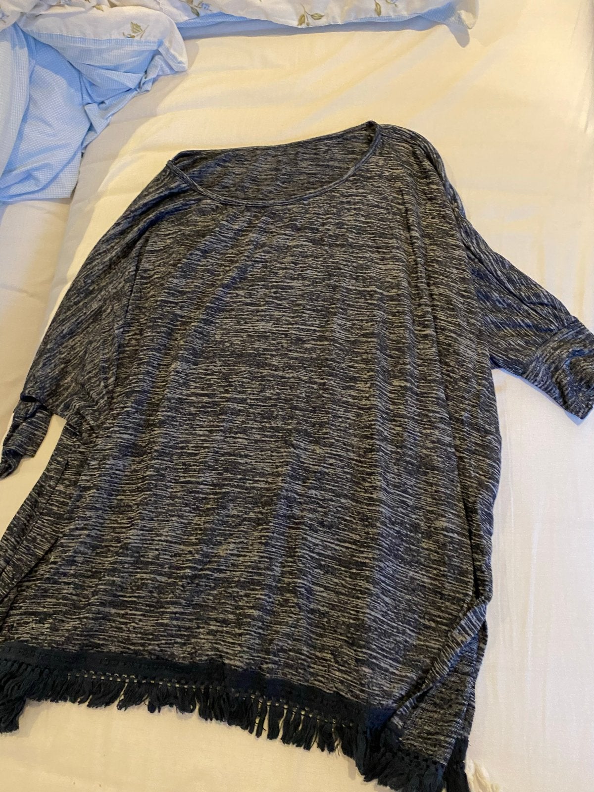 Blauwe trui met franjes, maat XL, Ophalen, Gedragen, Maat 46/48 (XL) of groter, Blauw