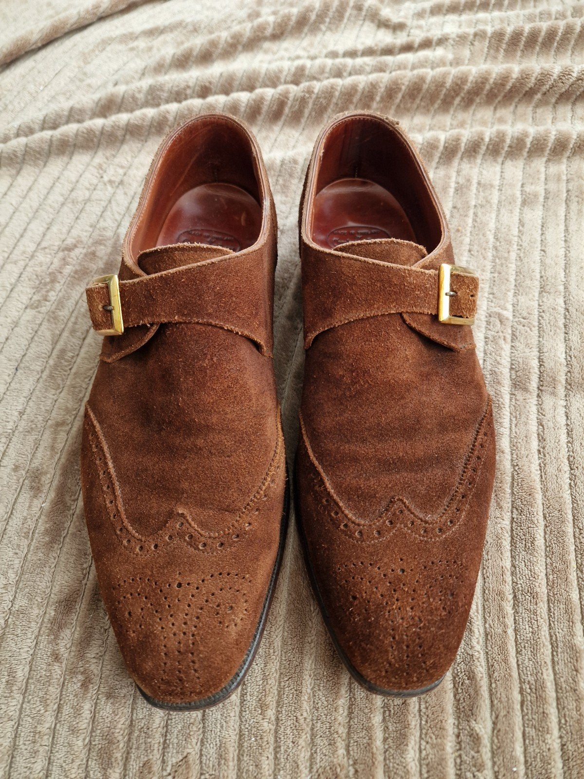 Crockett & Jones Monkstraps Bruin Suède Maat 43 (UK 8E), Kleding | Heren, Schoenen, Bruin, Ophalen of Verzenden, Gespschoenen