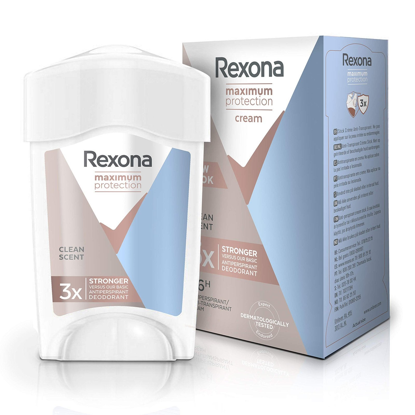 4x Rexona Maximum Protection Cream Deodorant 45ml, Verzenden, Nieuw, Deodorant of Bodyspray