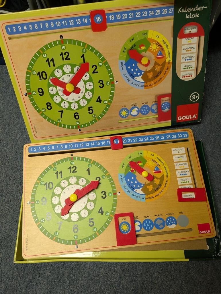 Goula kalender klok, Kinderen en Baby's, Speelgoed | Houten speelgoed, Ophalen of Verzenden, Zo goed als nieuw