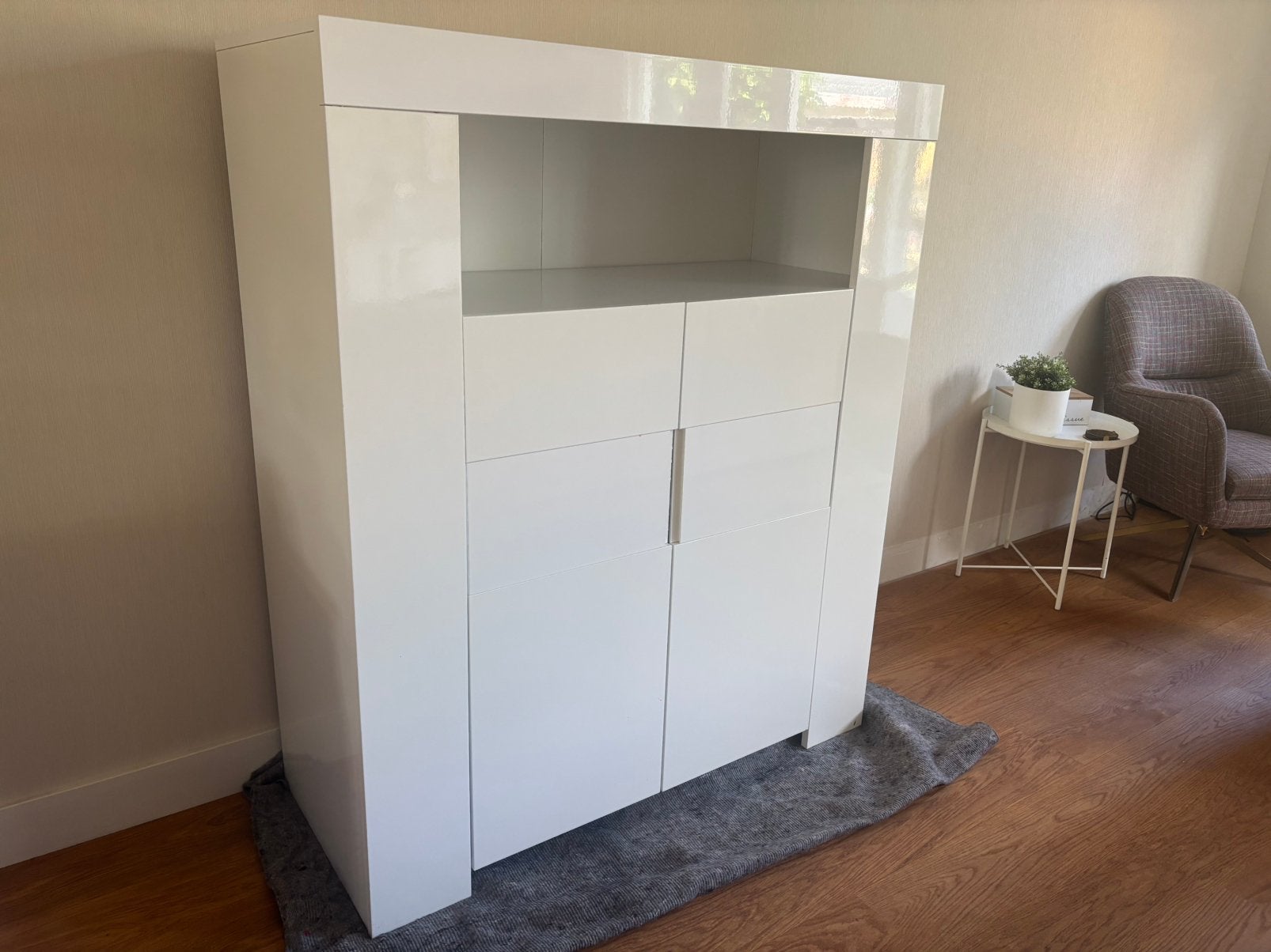 Amalfi moderne witte hoogglans kast met deuren, Ophalen, Overige materialen, 100 tot 150 cm, Modern