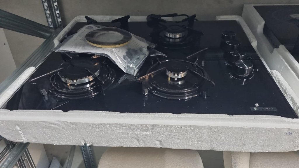 Nieuwe 4-pits inbouw gaskookplaat–zwart kristalglas–TOP DEAL, Ophalen, Nieuw, 4 kookzones, Inbouw