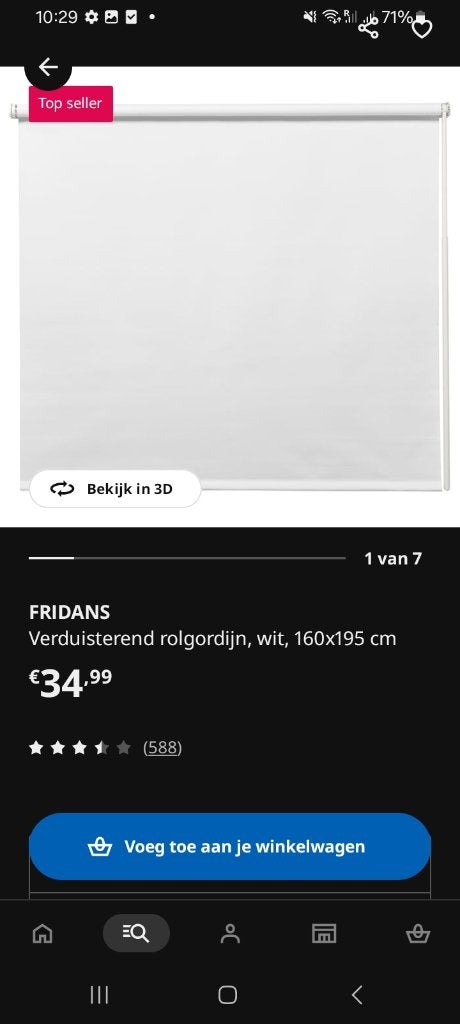 Verduisterend rolgordijn wit ikea, Ophalen, Zo goed als nieuw, Wit
