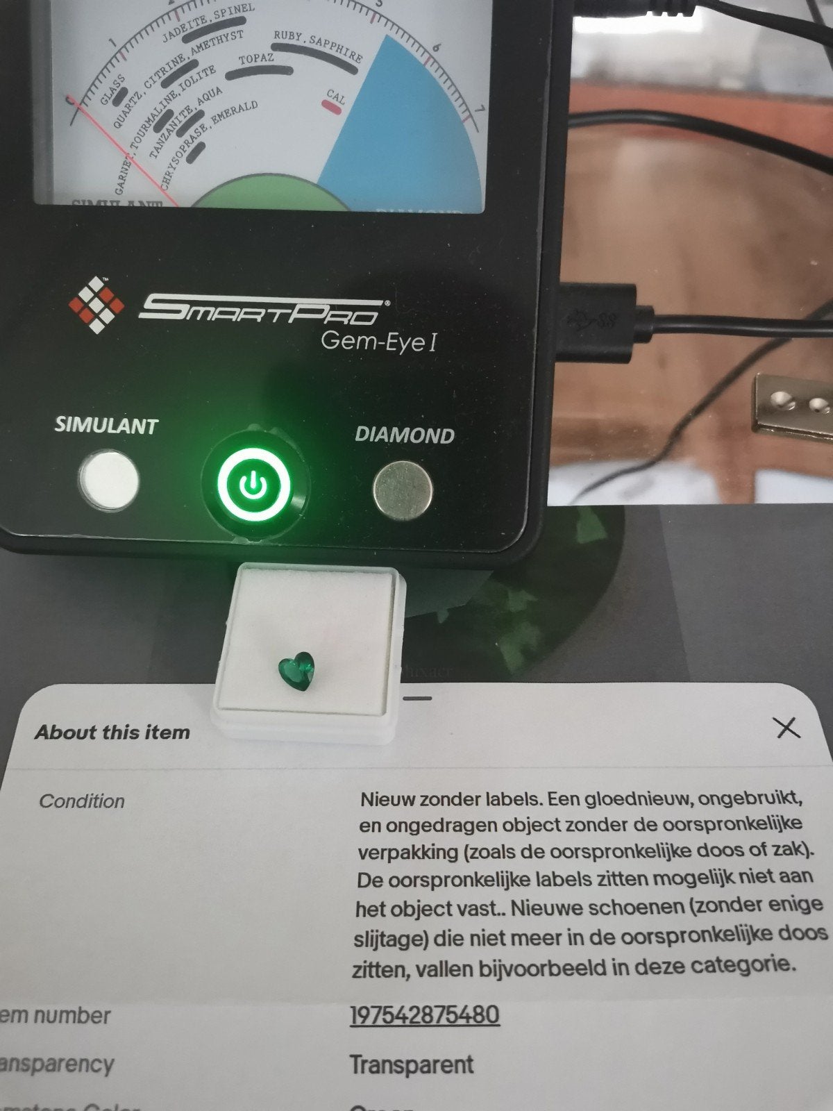 Emerald hartje natural, Ophalen of Verzenden, Nieuw
