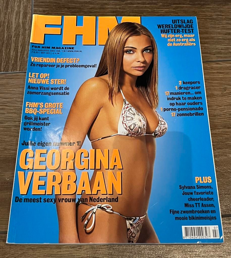 Vintage FHM 2001 Éen van de eerste Georgina Verbaan, Verzamelen, Ophalen of Verzenden, 1980 tot heden, Tijdschrift