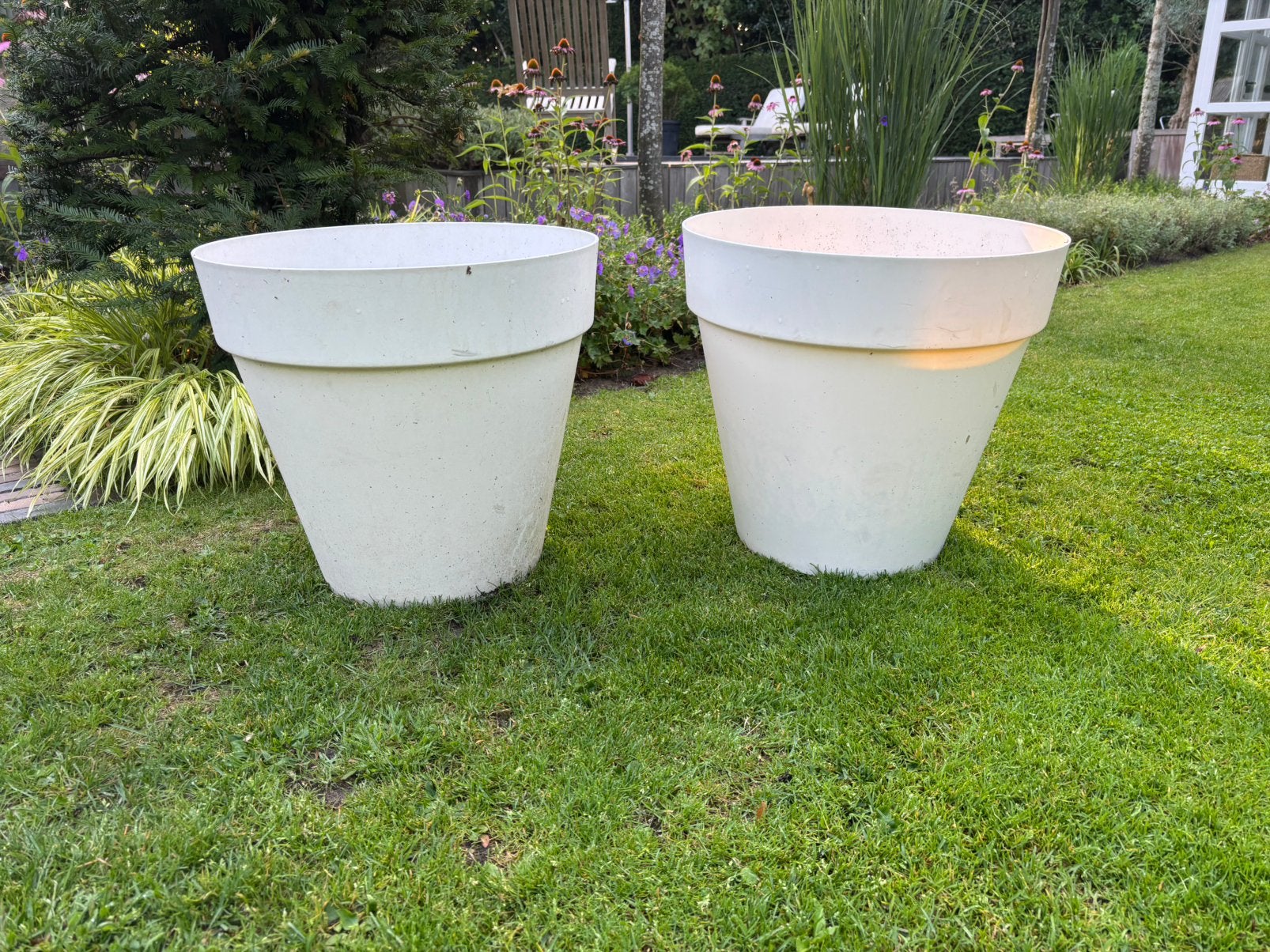 3x grote Elho bloempot wit ø40cm, Tuin en Terras, Bloempotten, Ophalen, Kunststof, 40 cm of meer, Rond