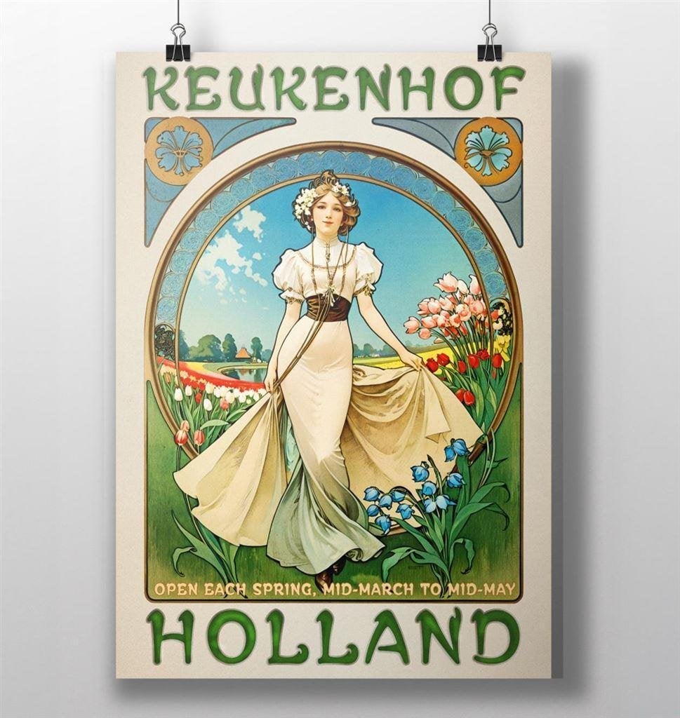 de KEUKENHOF Art Nouveau Reis Affiche poster style Mucha, Verzamelen, Verzenden, Nieuw, A1 t/m A3, Film en Tv