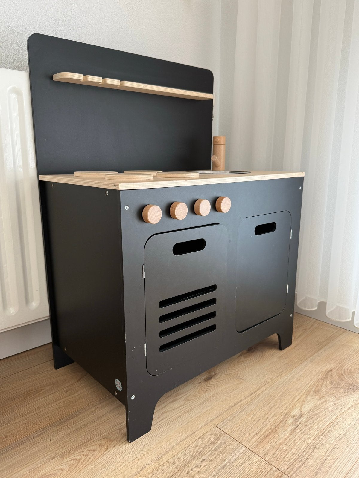 Zwarte houten speelkeuken met accessoires, Ophalen, Zo goed als nieuw, Hout, Speelkeuken