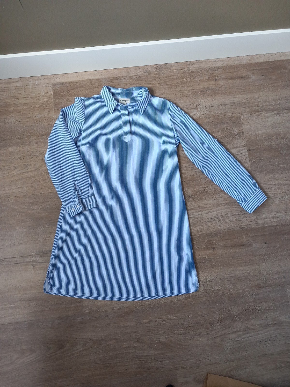Blauw/wit gestreept jurkje van bonprix maat 36/S., Bonprix, Blauw, Ophalen of Verzenden, Zo goed als nieuw