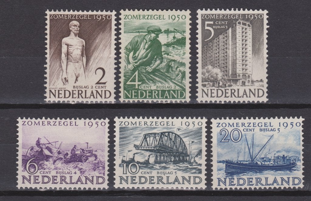 NVPH 550 - 555 ong Zomerzegels 1950 ; Nederland voor 10% CW, Ophalen of Verzenden, T/m 1940, Postfris