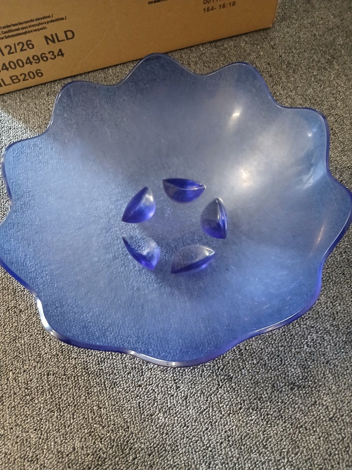 Decoratieve Blauwe Glazen Schaal - Uniek Design, Antiek en Kunst, Ophalen