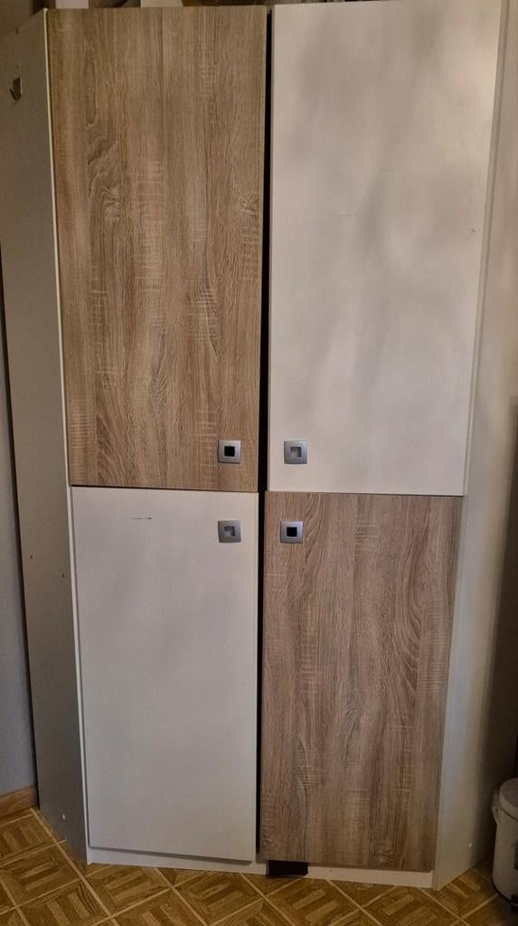 Kledingkast wit/hout, Ophalen, Gebruikt, 50 tot 75 cm, 150 tot 200 cm