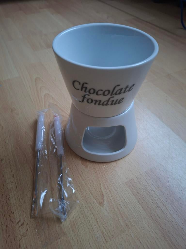 Chocolade/kaas fondueset - Nieuw in doos, Ophalen of Verzenden, Nieuw, Waxinelicht, Fondueset