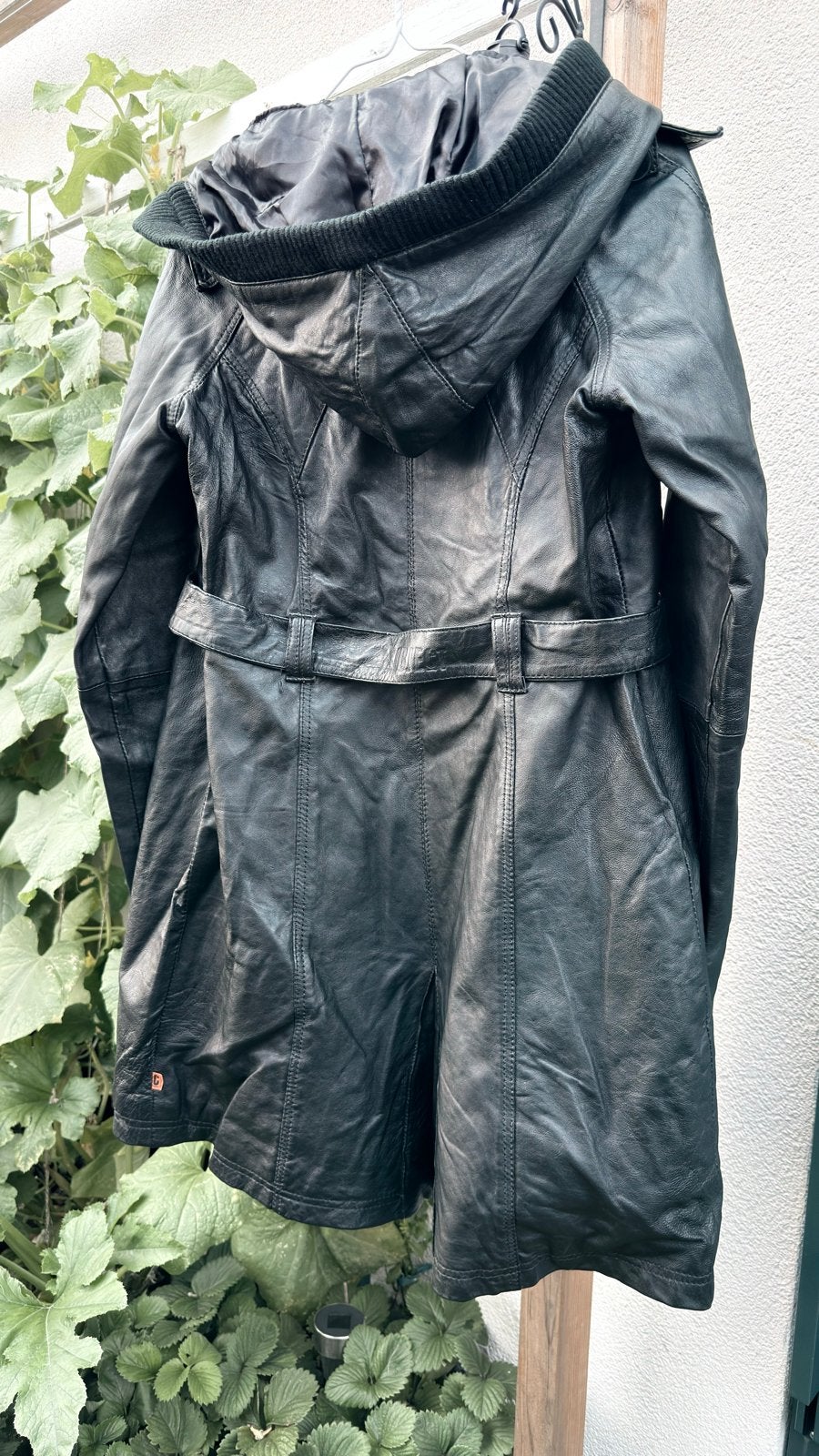 Leren trenchcoat met capuchon - Object Collectors Item, Zwart, Object, Ophalen of Verzenden, Maat 36 (S)