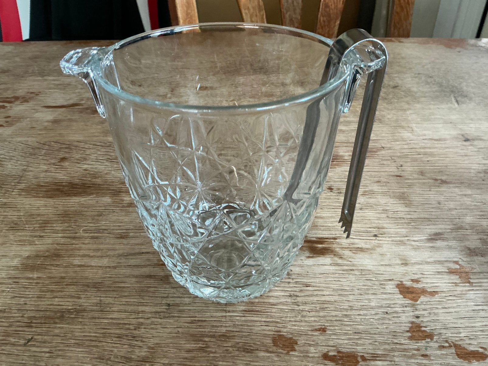 Glazen ijsemmer met tang, Huis en Inrichting, Ophalen, Zo goed als nieuw, Glas