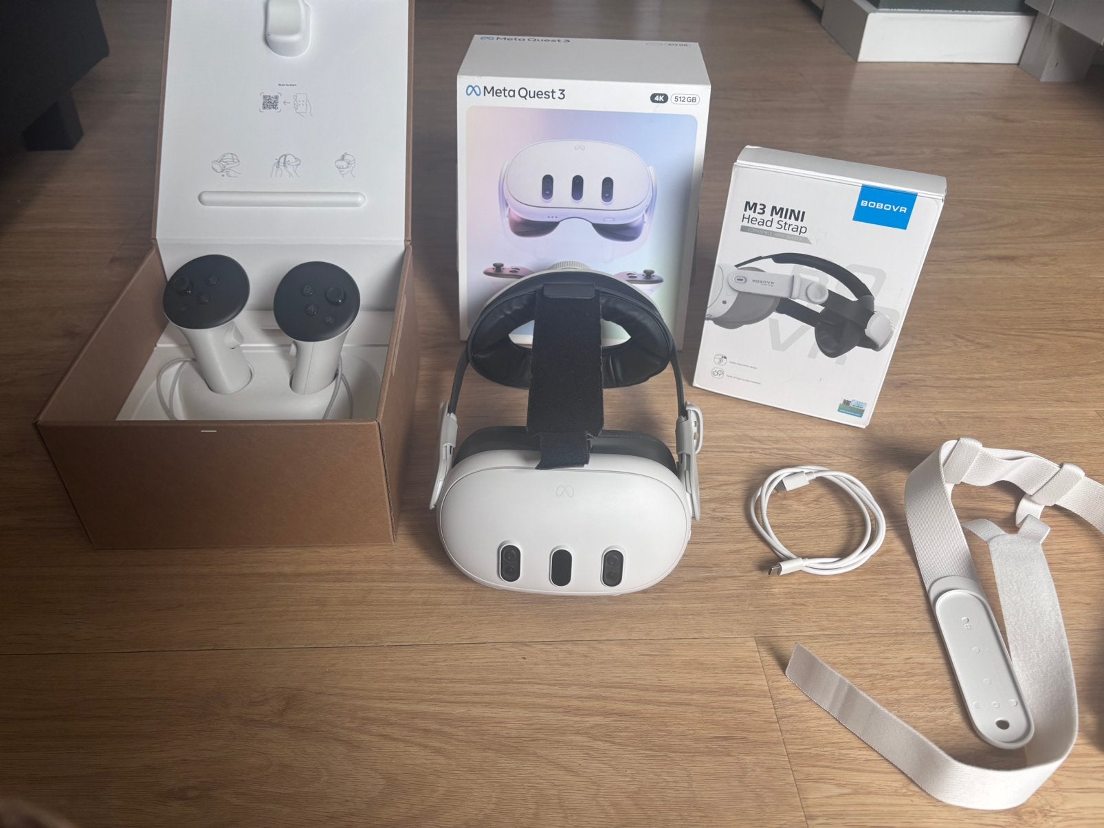 Meta quest 3 512 GB met headstrap, Ophalen of Verzenden, Zo goed als nieuw, VR-bril, Overige platformen