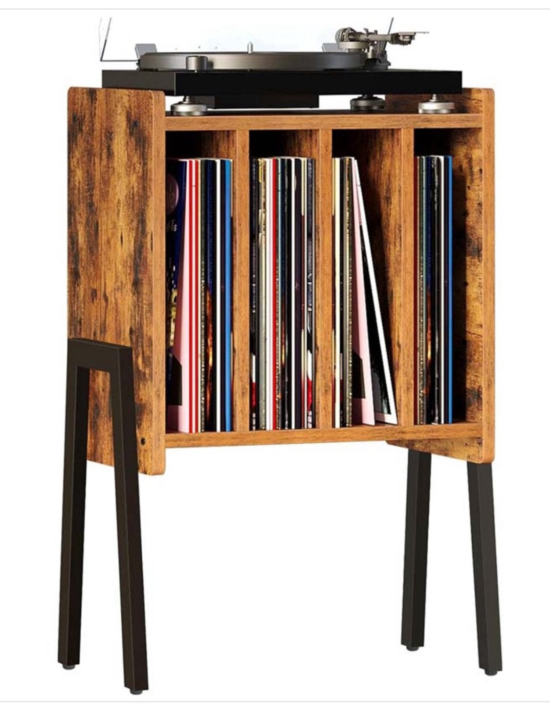 Platenkast – Vintage Bruin & Zwart –, 7021br, Nieuw, Ophalen of Verzenden, Sera@live.nl
