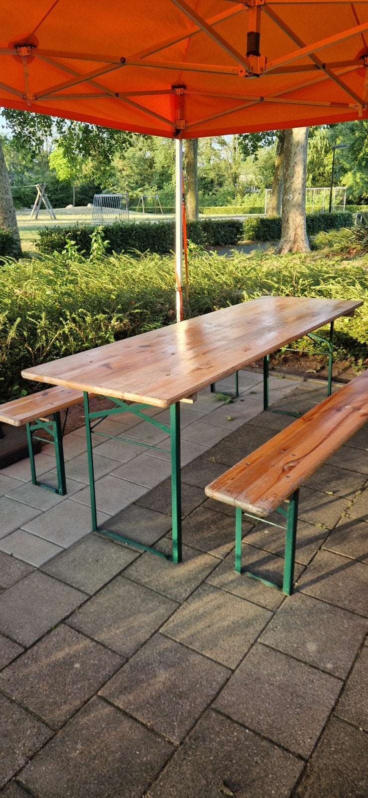 Biertafelset 220x70 cm - stevig en inklapbaar, Tuin en Terras, Gebruikt, Ophalen of Verzenden, Inklapbaar, Rechthoekig