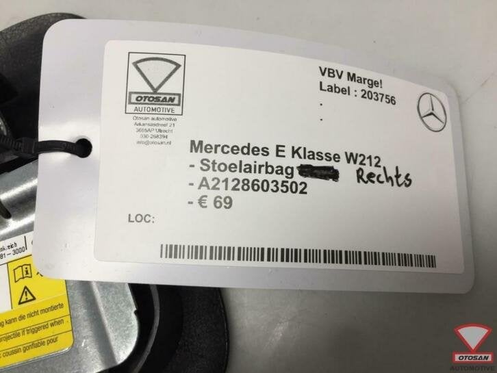 mercedes e klasse w212 stoelairbag rechts a2128603502, Gebruikt, Mercedes-Benz AG, Mercedes-Benz, Ophalen of Verzenden