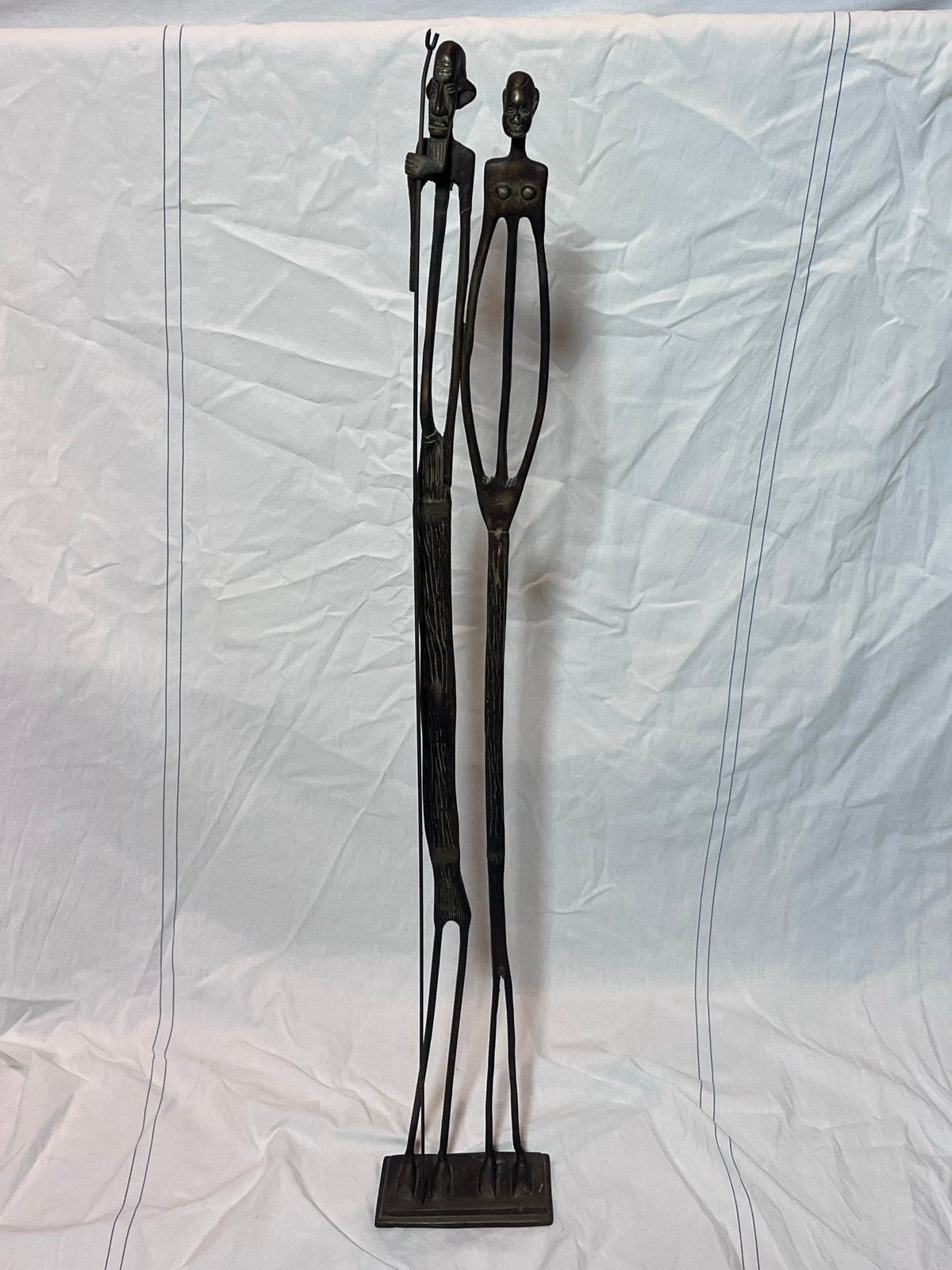 Afrikaans bronzen beeld van man en vrouw, 90cm, Ophalen, Brons