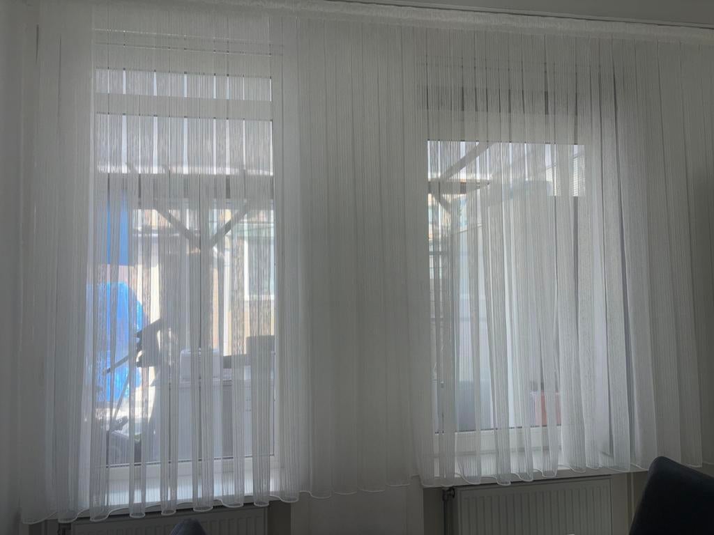 Witte vitrage gordijnen - 186 x 295 cm, 200 cm of meer, Wit, 150 tot 200 cm, Ophalen of Verzenden
