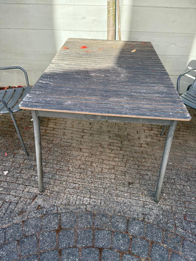 Tuintafel + stoelen, Tuin en Terras, Tuintafels, Ophalen of Verzenden, Gebruikt, Rechthoekig, Hout