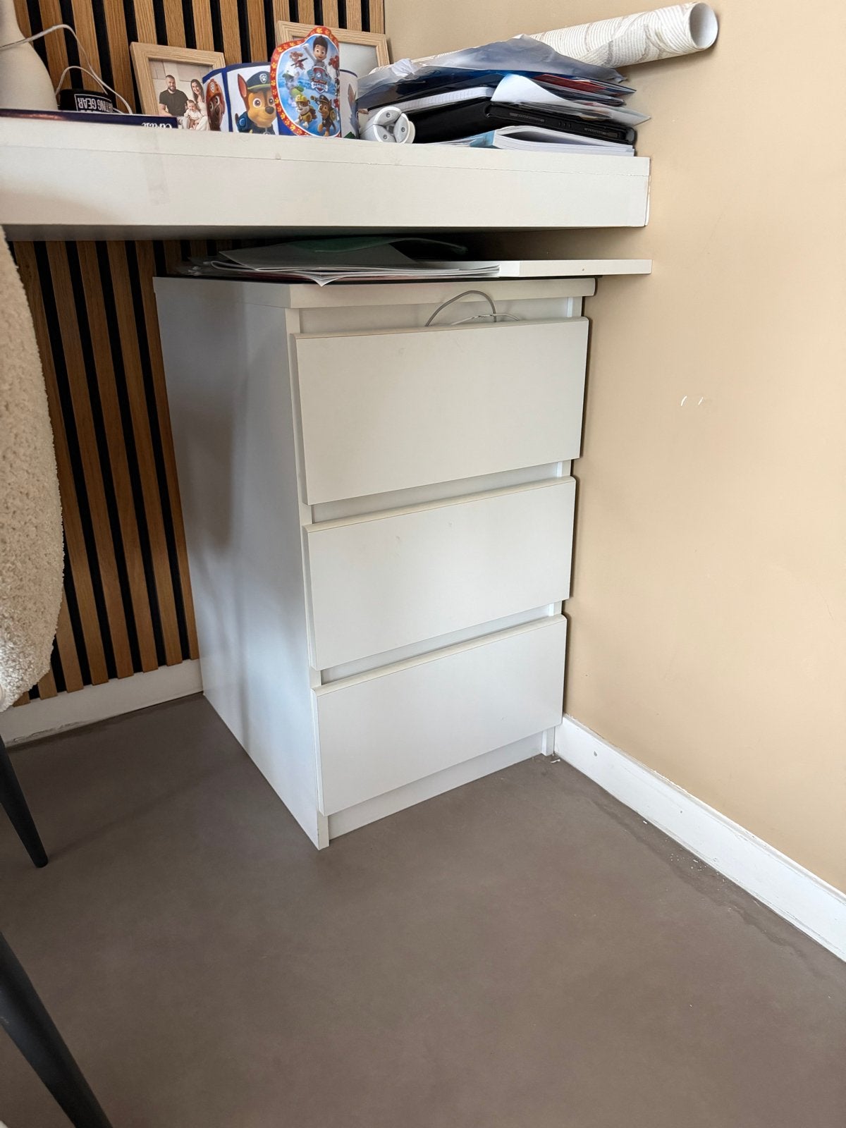 Witte ladekast met 3 laden - Ideaal voor kantoor/slaapkamer, Ophalen, Overige materialen, Gebruikt, 3 of 4 laden
