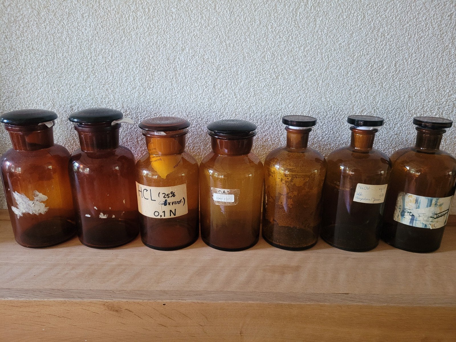 7 antieke apothekersfles pot fles bruin glas 1L 3 voor 20€, Ophalen of Verzenden