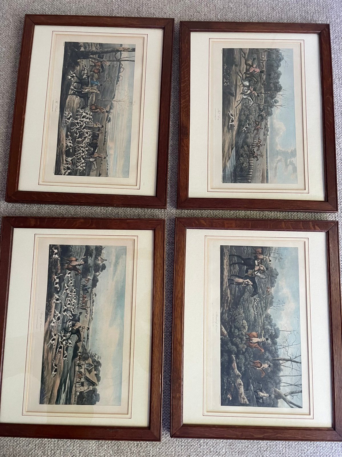 Set van 4 Antieke Engelse Jachtprenten (1821) – Henry Alken, Antiek en Kunst, Ophalen, 1800 - 1899, 55 cm, Overige technieken