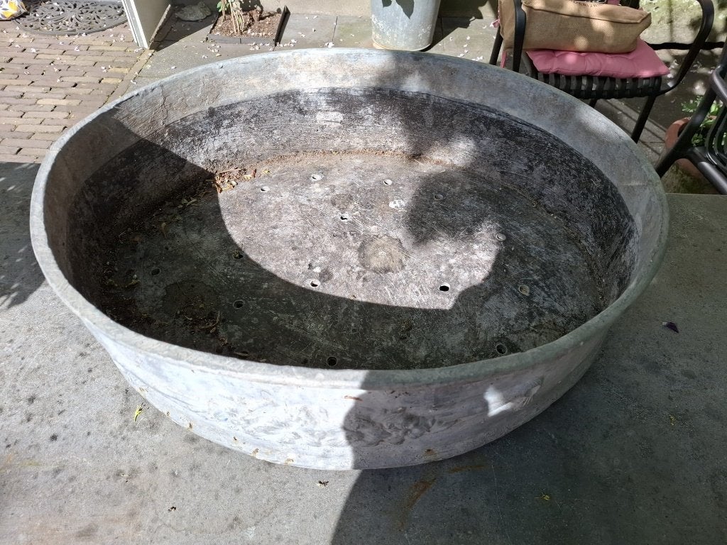 Mooie ovale loden jardinière met afwateringsgaten, Ophalen