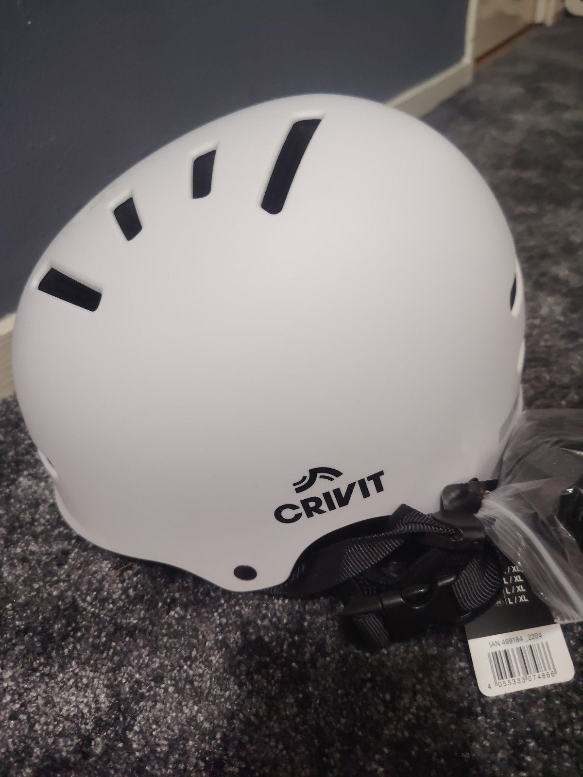 Crivit fietshelm wit met LED-achterlicht, Ophalen