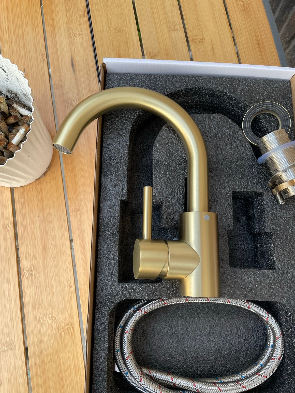 Lomazoo Wastafelkraan Goud Geborsteld - Nieuw in doos, Ophalen, Nieuw, Goud