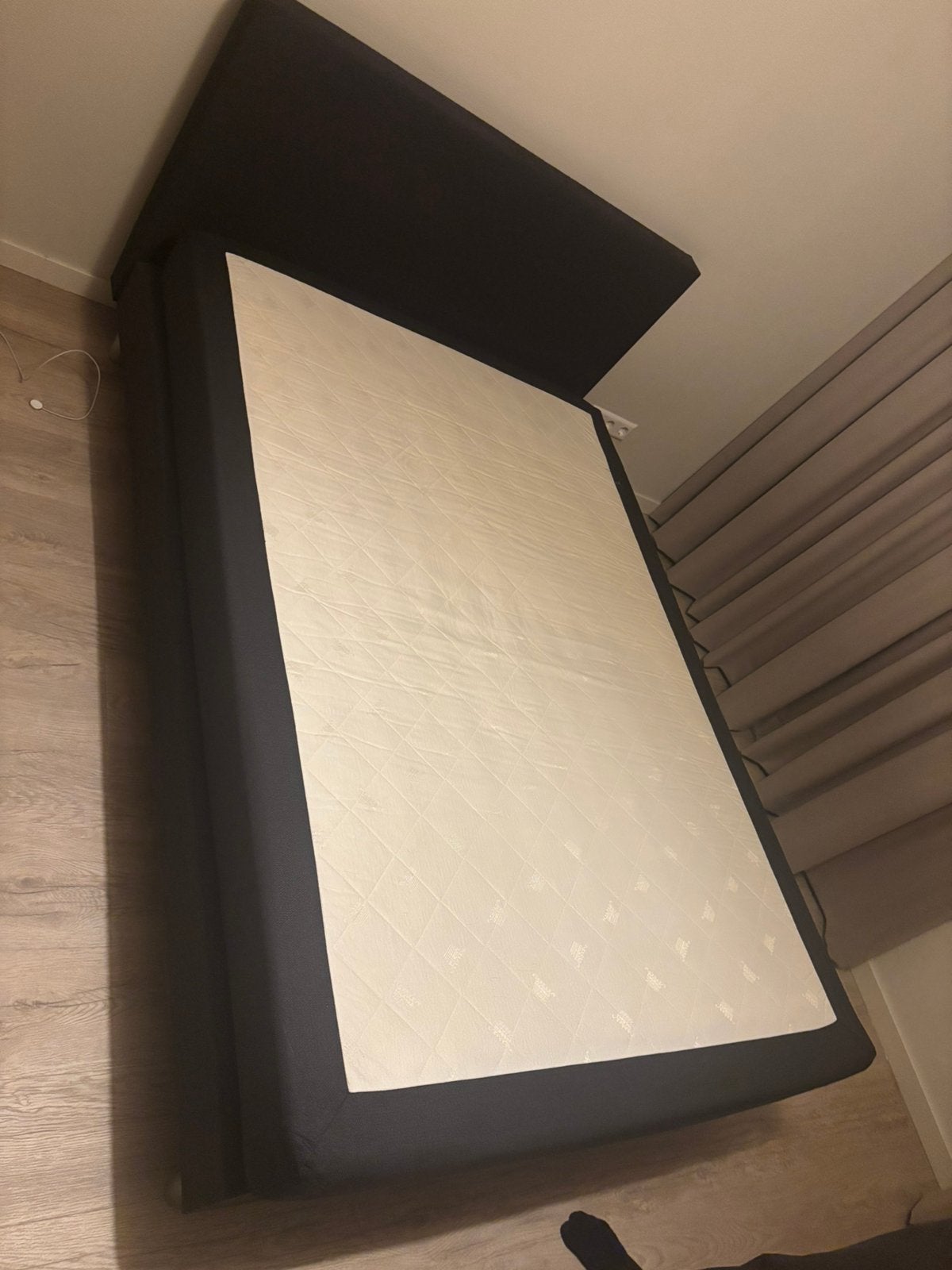 Boxspring 140x200, Ophalen, Gebruikt, Zwart, Tweepersoons