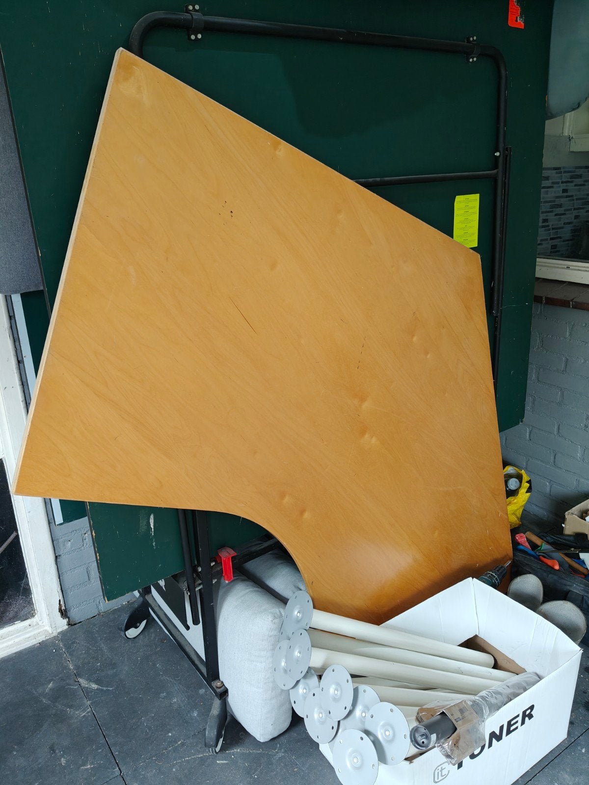 Kantoortafelblad met poten - Gebruikt, Gebruikt, 100 tot 150 cm, Rechthoekig, Ophalen