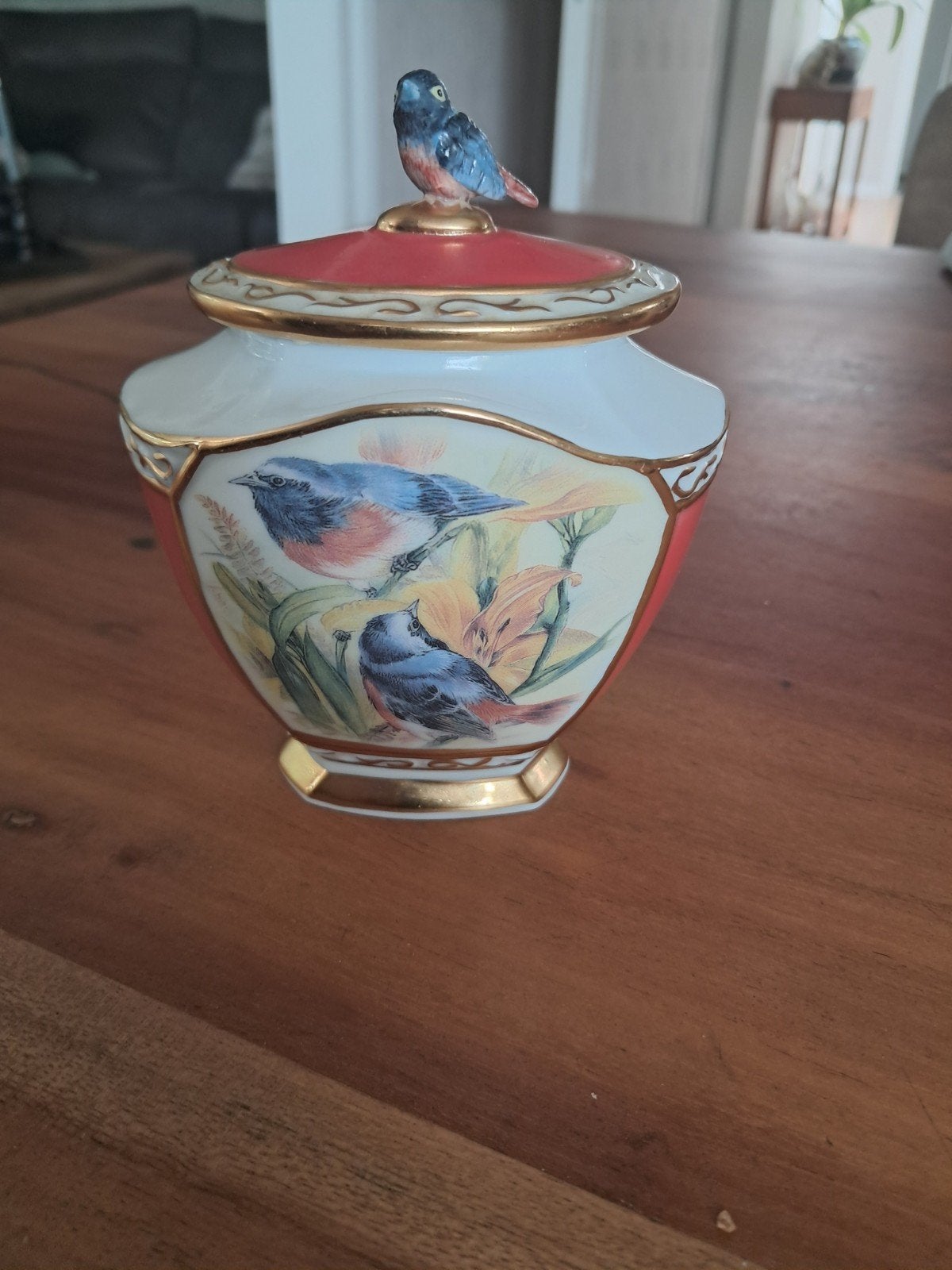 Speeldoosje met vogeldecoratie en Duitse tekst, Ophalen of Verzenden