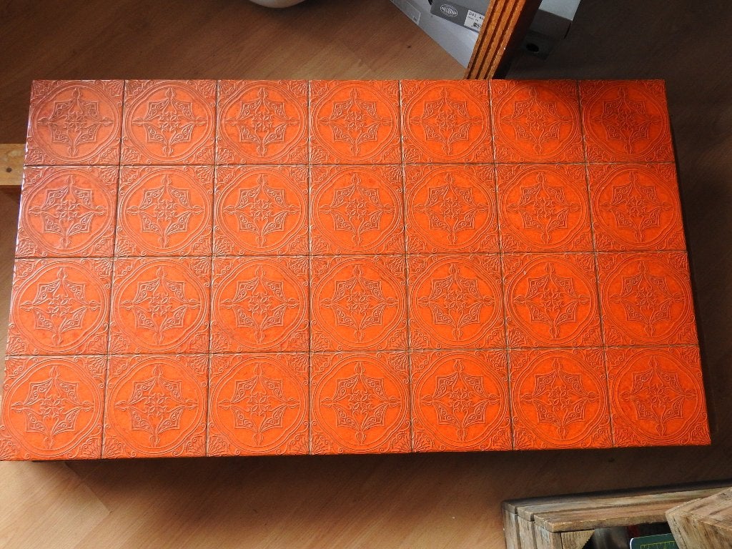 retro vintage tafelblad oranje, Ophalen, Overige materialen, 100 tot 150 cm, 50 tot 100 cm